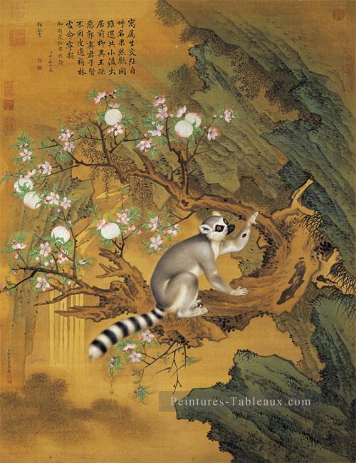 Lang brillant animal et pêche ancienne Chine encre Giuseppe Castiglione Peintures à l'huile